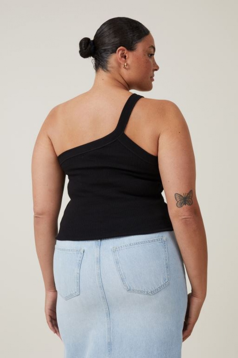 Cotton On The 91 One Shoulder Women's Tanks Black | 0L4NEBRGW7f