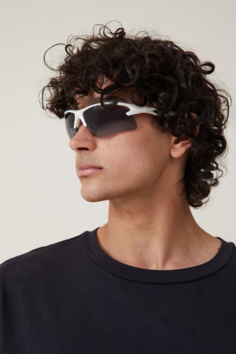 Cotton On The Accelerate Polarized Men's Sunglasses White / Grey | UXKsmVYWhZM