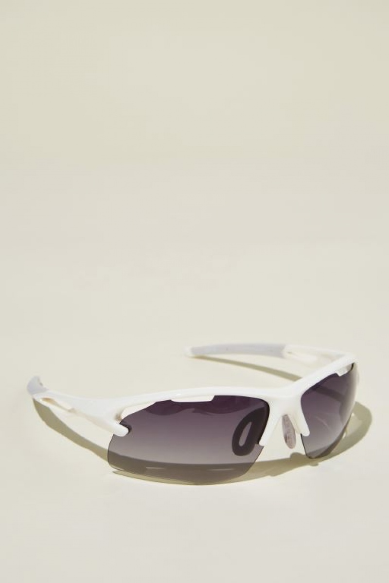 Cotton On The Accelerate Polarized Men's Sunglasses White / Grey | UXKsmVYWhZM