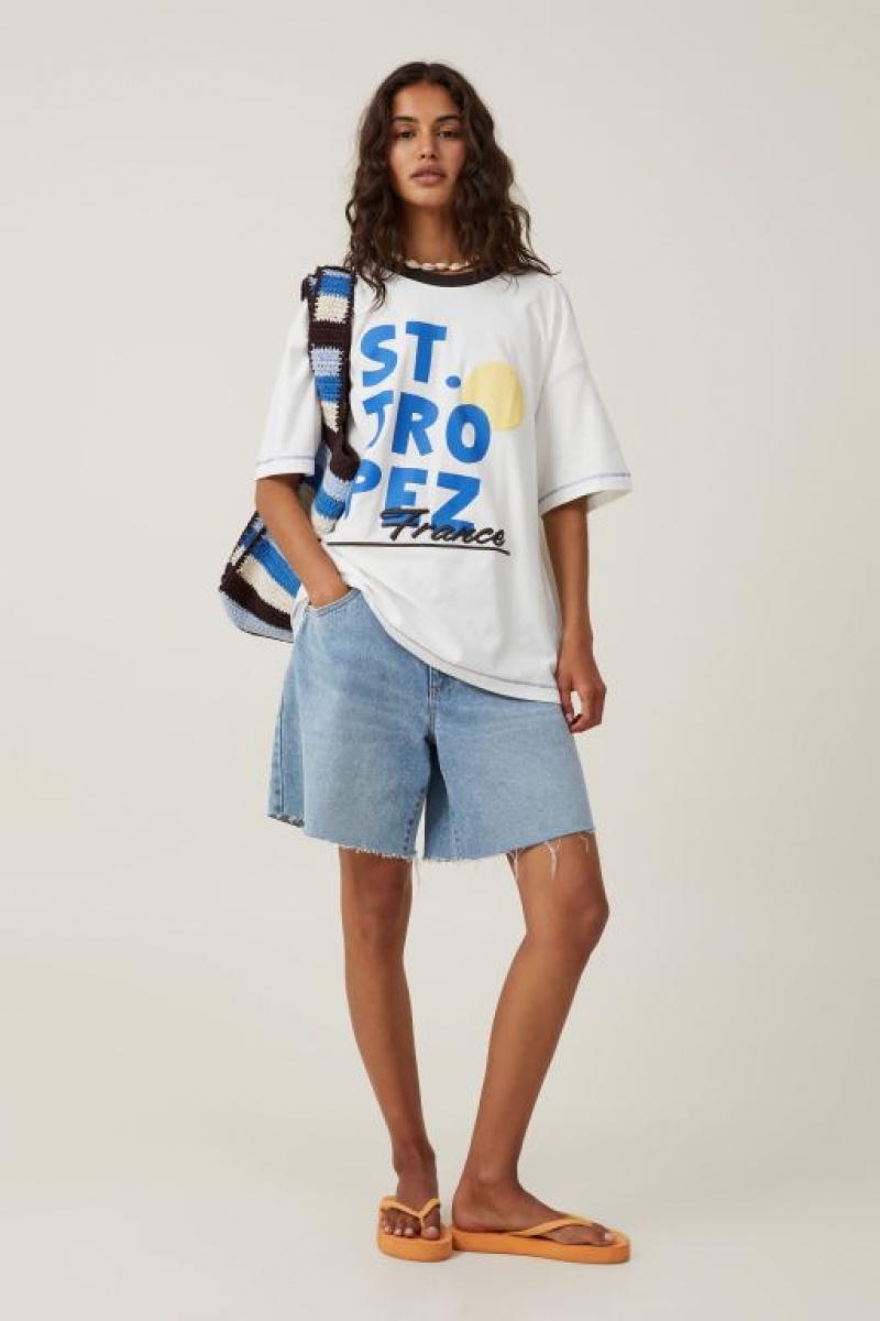 Cotton On The Boxy Graphic Women's Graphic T-Shirts White | GbP63LxB4mO