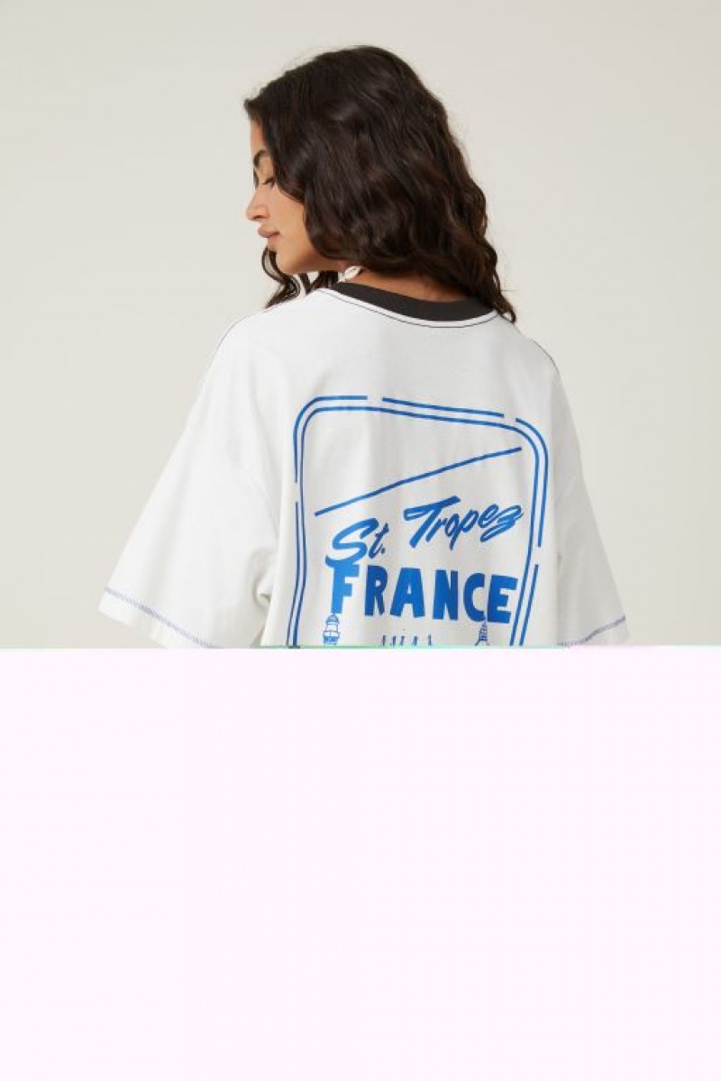 Cotton On The Boxy Graphic Women's Graphic T-Shirts White | GbP63LxB4mO