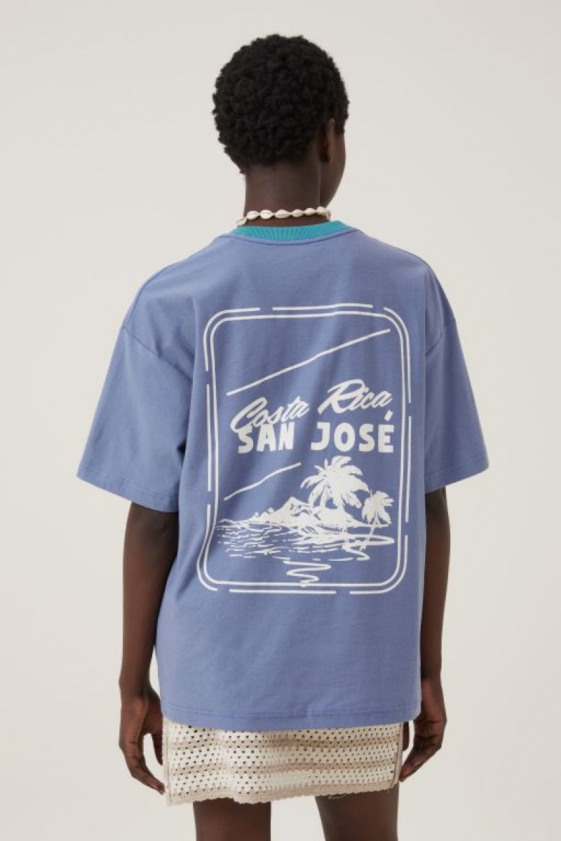 Cotton On The Boxy Graphic Women's Graphic T-Shirts Blue | IEklkdPc8Hj
