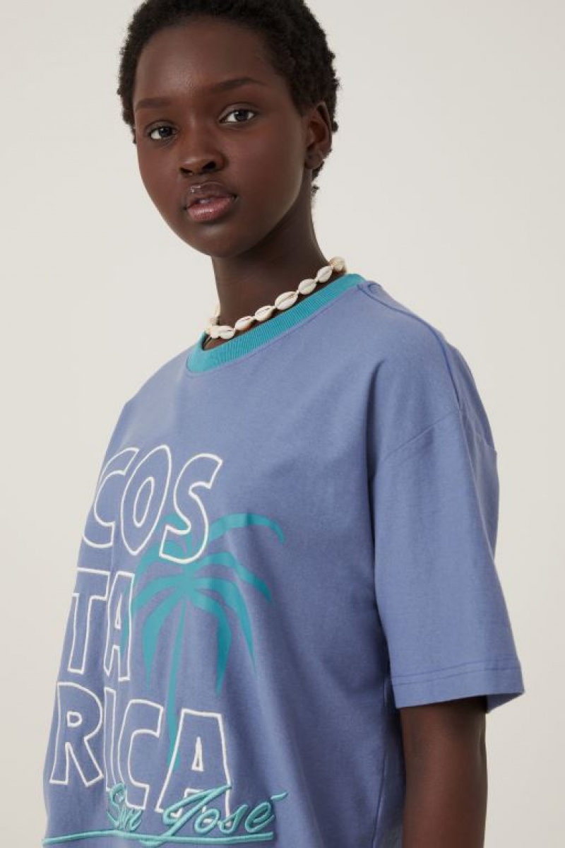 Cotton On The Boxy Graphic Women's Graphic T-Shirts Blue | IEklkdPc8Hj