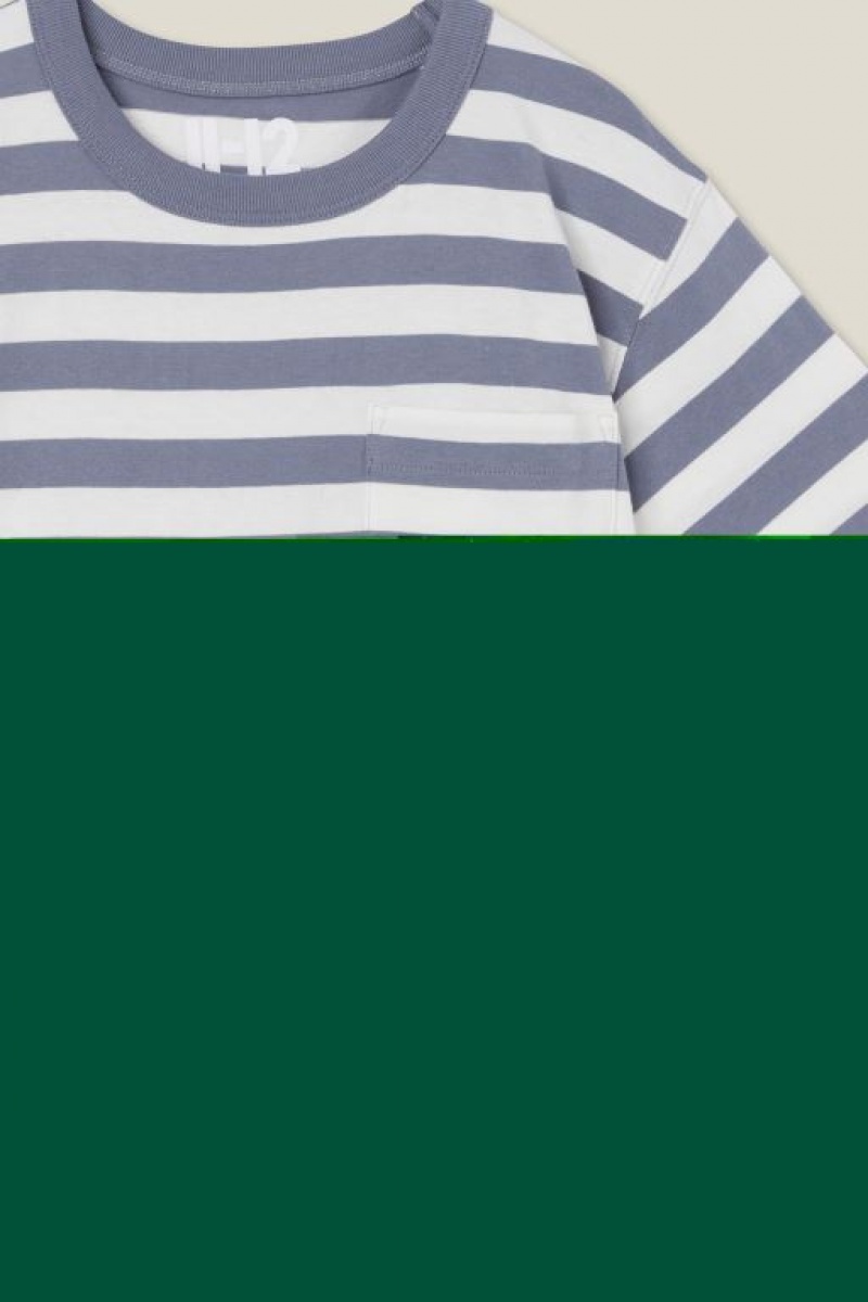 Cotton On The Eddy Essential Short Sleeve Boys' T Shirts Grey / Light Yellow Stripes | 6HaElNQ6exC