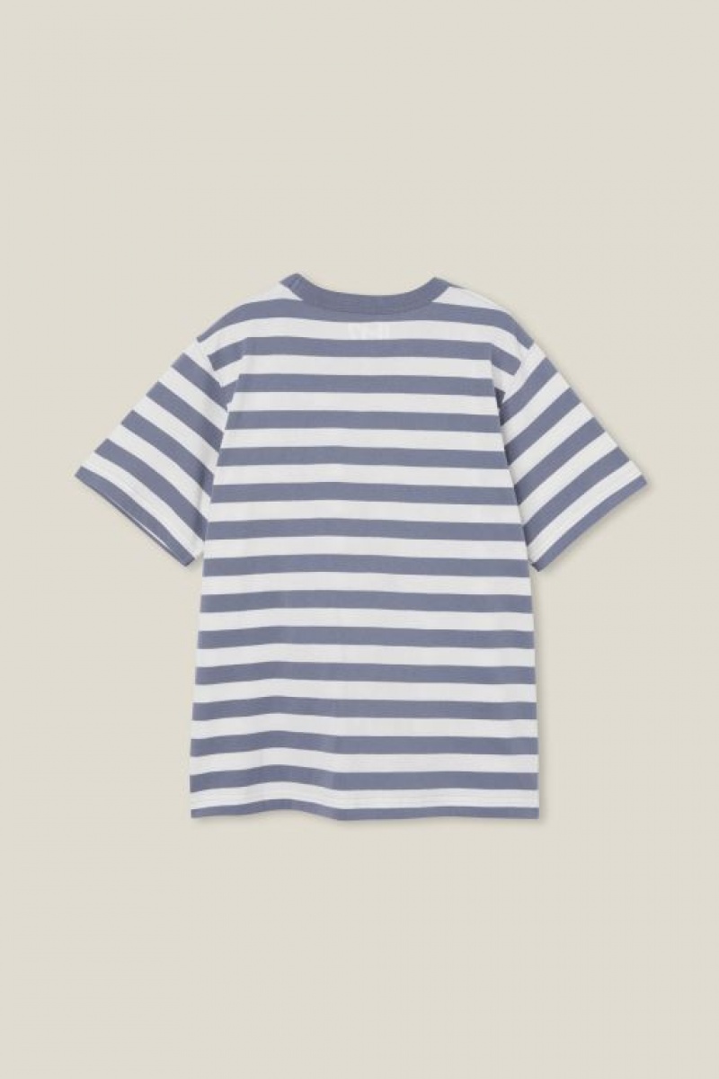 Cotton On The Eddy Essential Short Sleeve Boys' T Shirts Grey / Light Yellow Stripes | 6HaElNQ6exC
