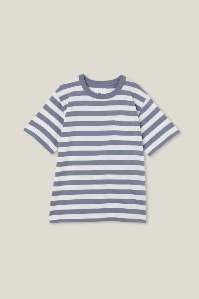 Cotton On The Eddy Essential Short Sleeve Boys\' T Shirts Grey / Light Yellow Stripes | 6HaElNQ6exC