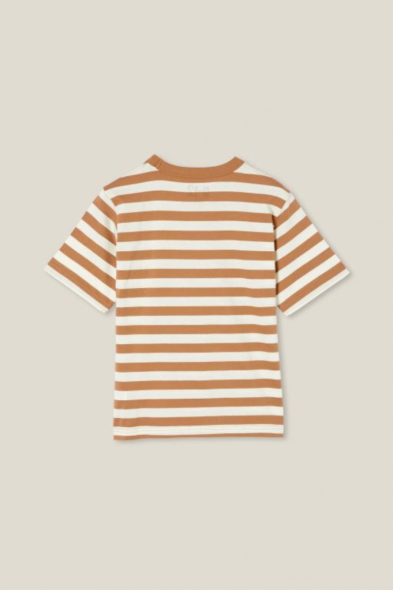 Cotton On The Eddy Essential Short Sleeve Boys' T Shirts Brown / Light Yellow Stripes | UuCrjfrGIG7