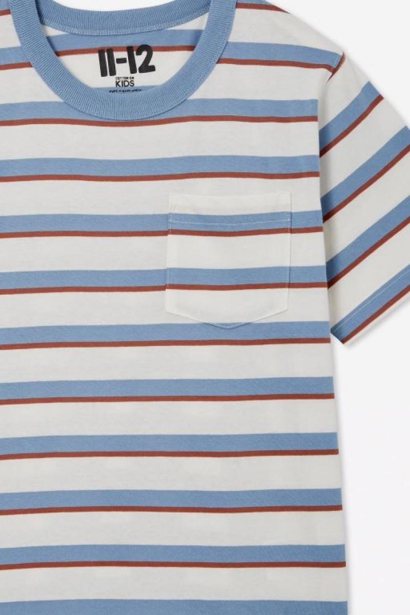 Cotton On The Eddy Essential Short Sleeve Boys' T Shirts Blue / Light Yellow Stripes | NjZGZdXNaBA