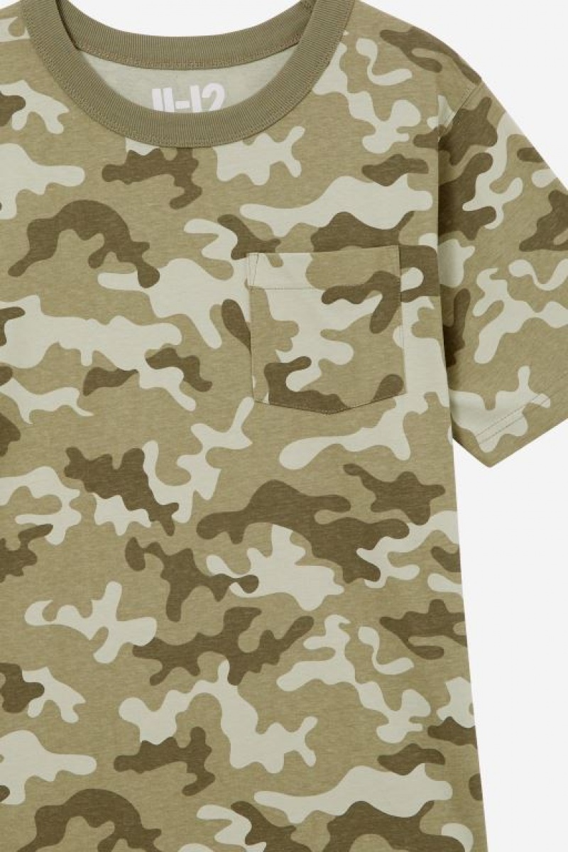 Cotton On The Eddy Essential Short Sleeve Boys' T Shirts Camo | azHuGTpA4Gw