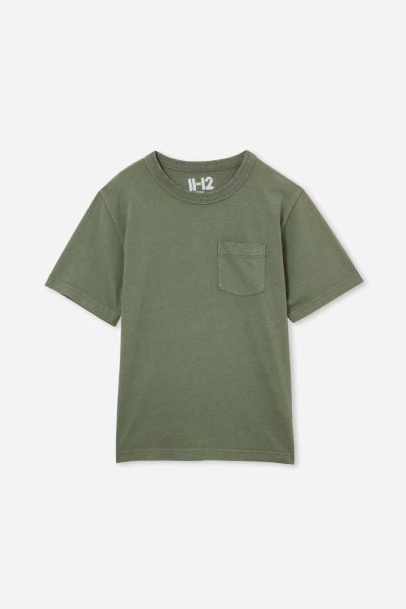 Cotton On The Eddy Essential Short Sleeve Boys\' T Shirts Green Wash | EbJB57erDIe