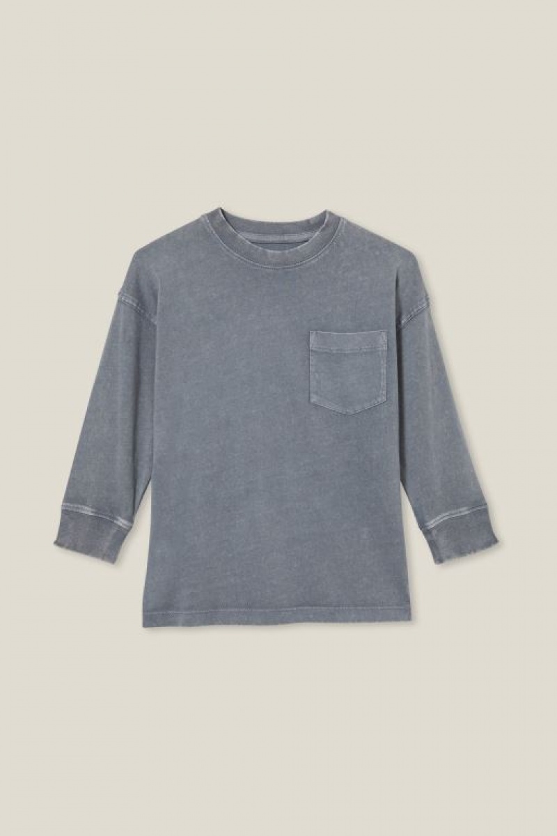 Cotton On The Essential Long Sleeve Boys\' T Shirts Grey Wash | DXoRYgXC3l0