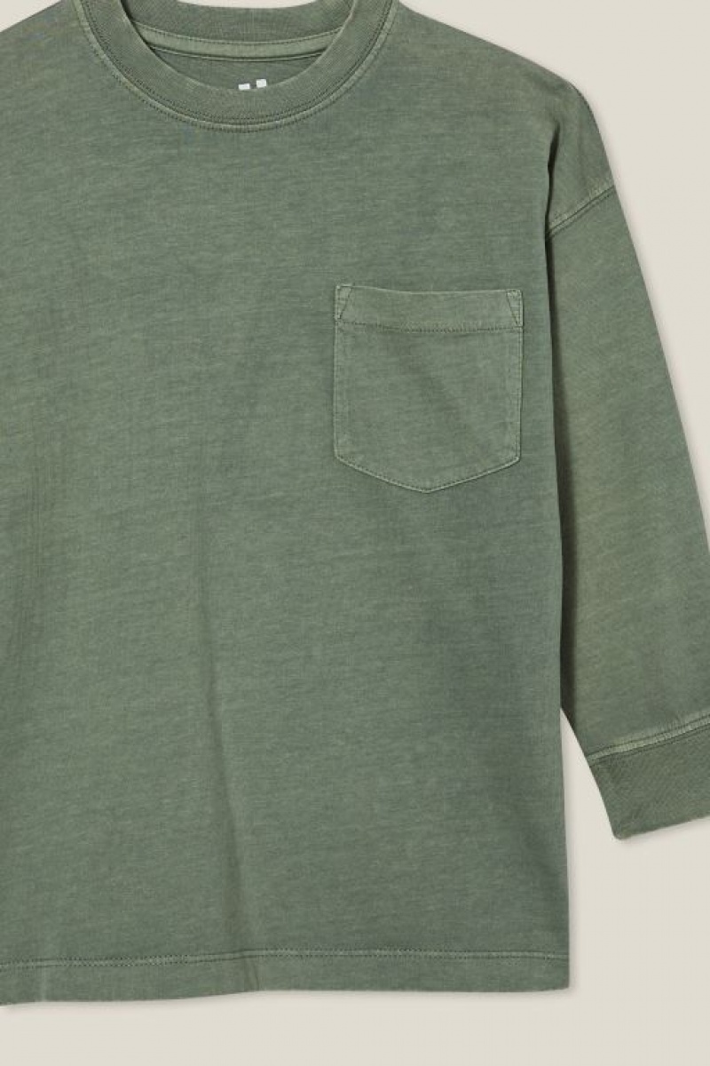 Cotton On The Essential Long Sleeve Boys' T Shirts Green Wash | M2zEbODBQMi
