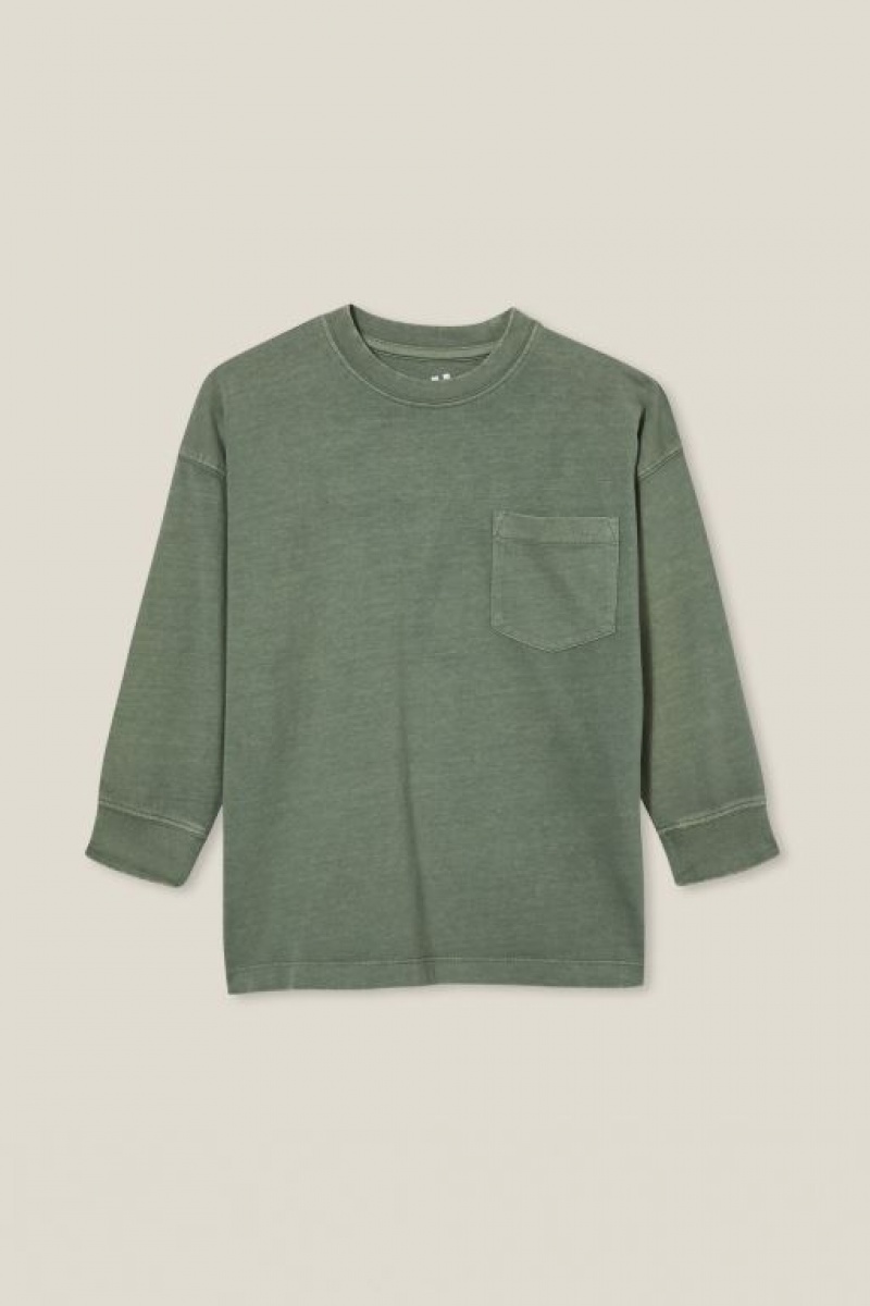 Cotton On The Essential Long Sleeve Boys\' T Shirts Green Wash | M2zEbODBQMi