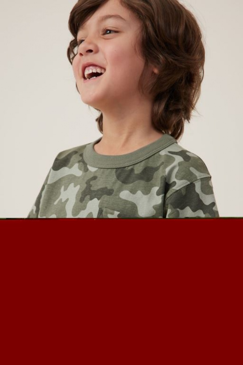 Cotton On The Essential Short Sleeve Boys' T Shirts Camo | GILOfJF71Tt