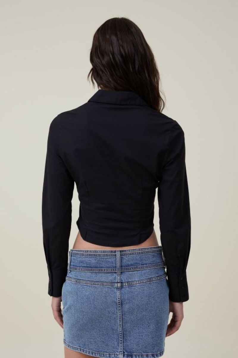 Cotton On The Fitted Women's Shirts Black | zemC7SSaOZH