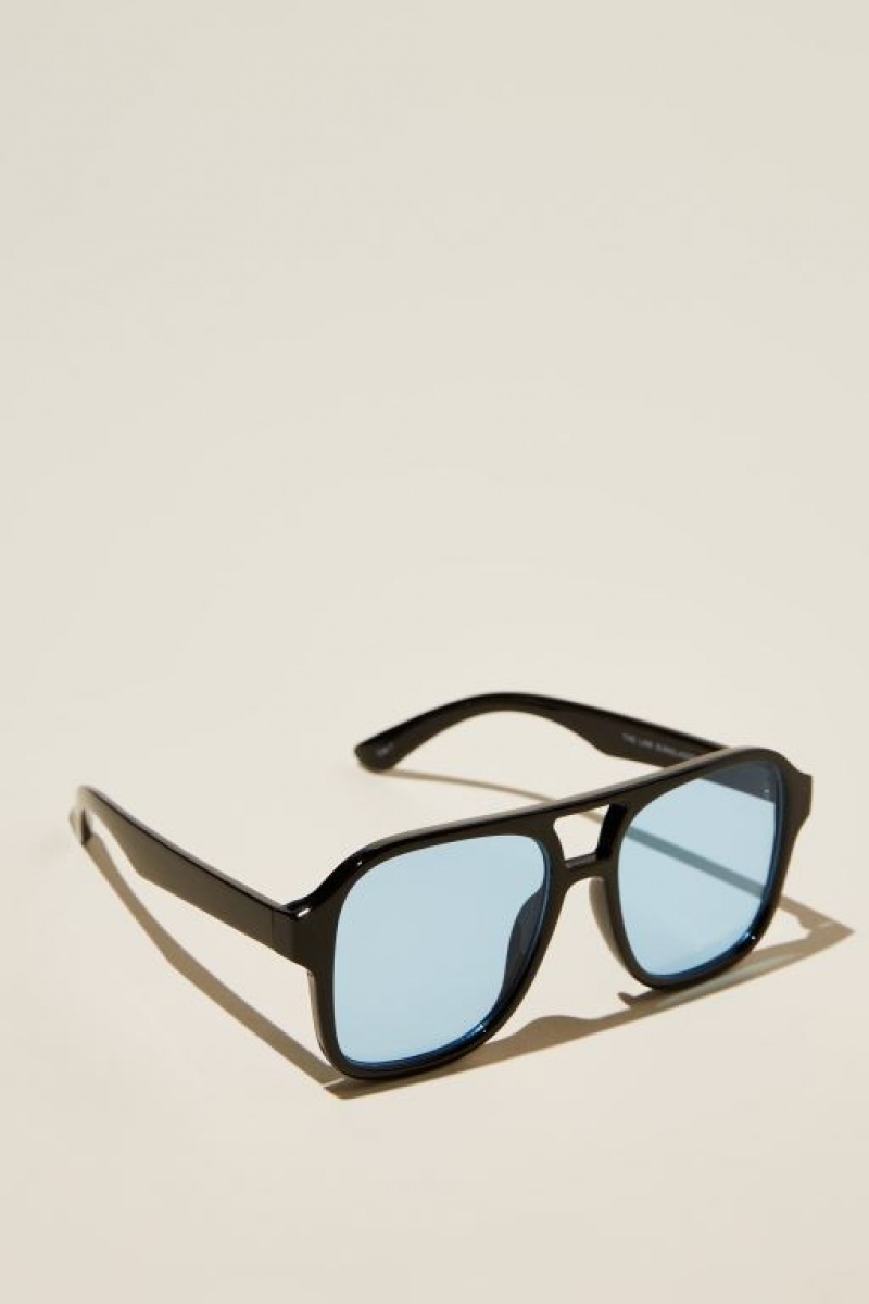 Cotton On The Law Men's Sunglasses Black / Blue | MzuUwpzv2Di