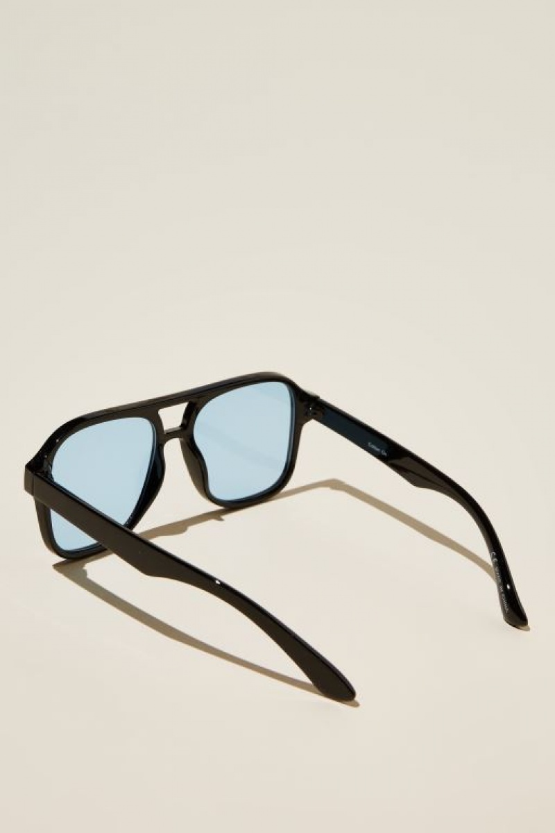 Cotton On The Law Men's Sunglasses Black / Blue | MzuUwpzv2Di