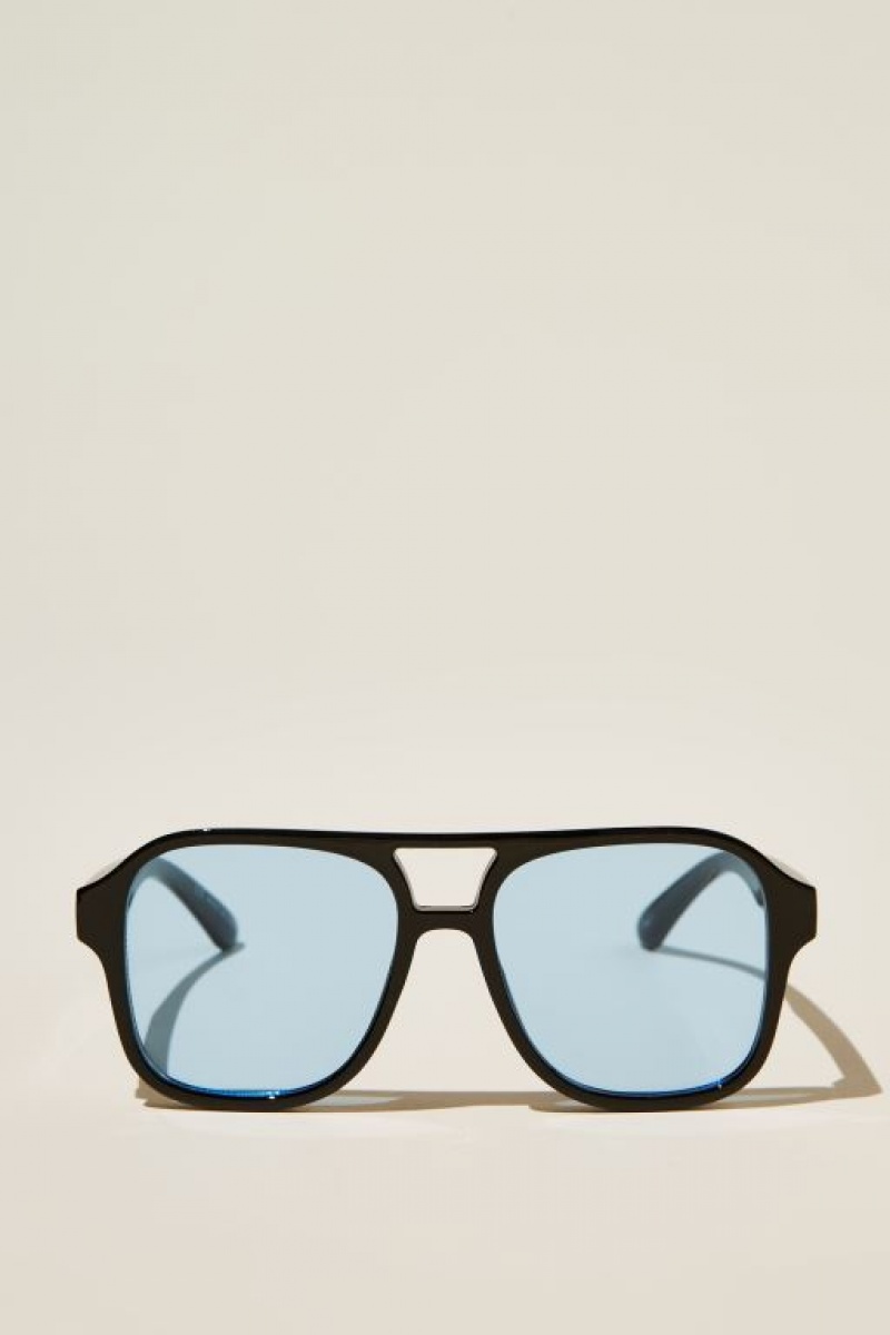 Cotton On The Law Men\'s Sunglasses Black / Blue | MzuUwpzv2Di