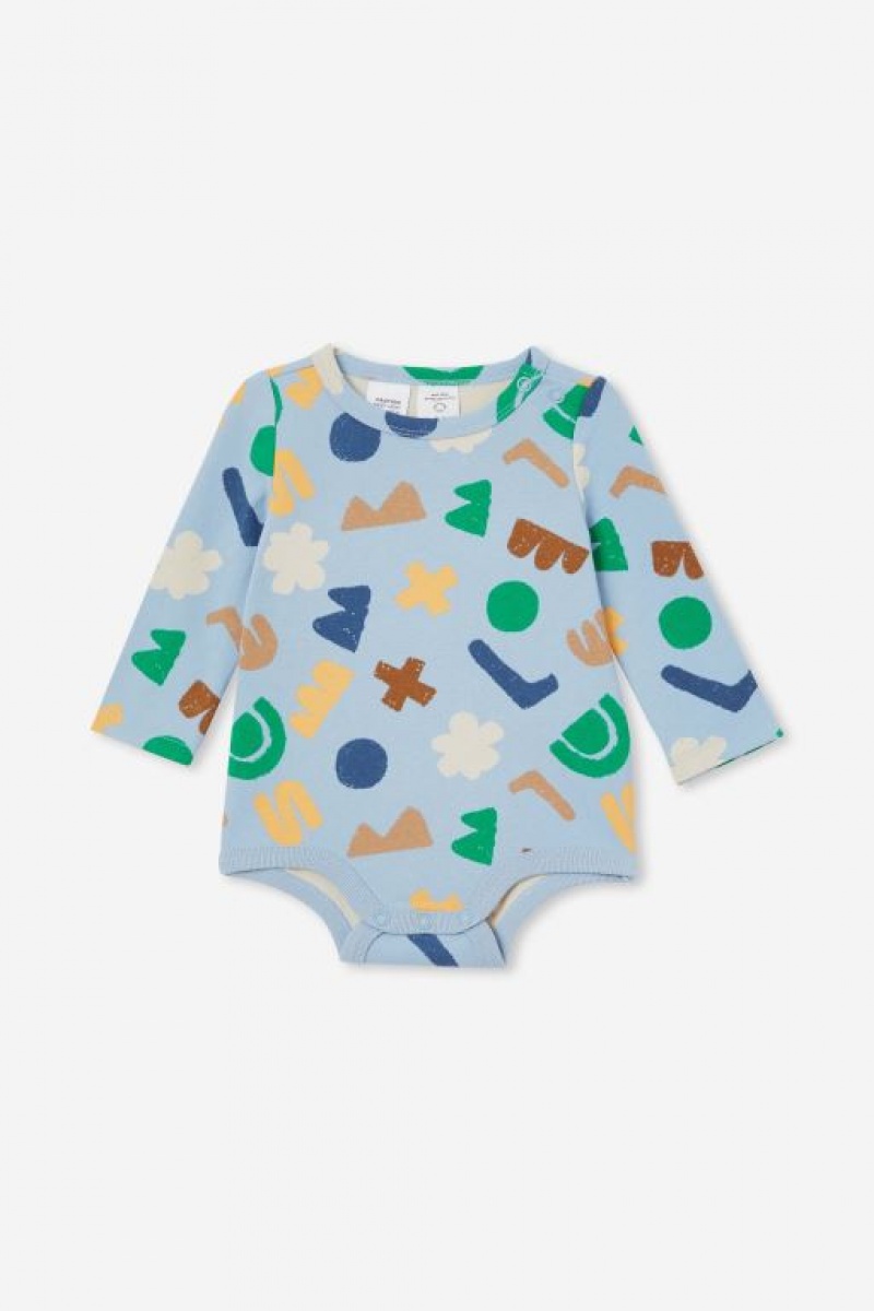 Cotton On The Long Sleeve Bubbysuit Baby Rompers Blue | tSUeTlnMNlE
