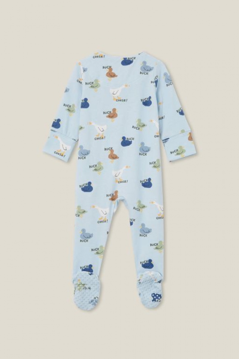 Cotton On The Long Sleeve Zip Baby Rompers Blue | 4EyYhmdFF9c