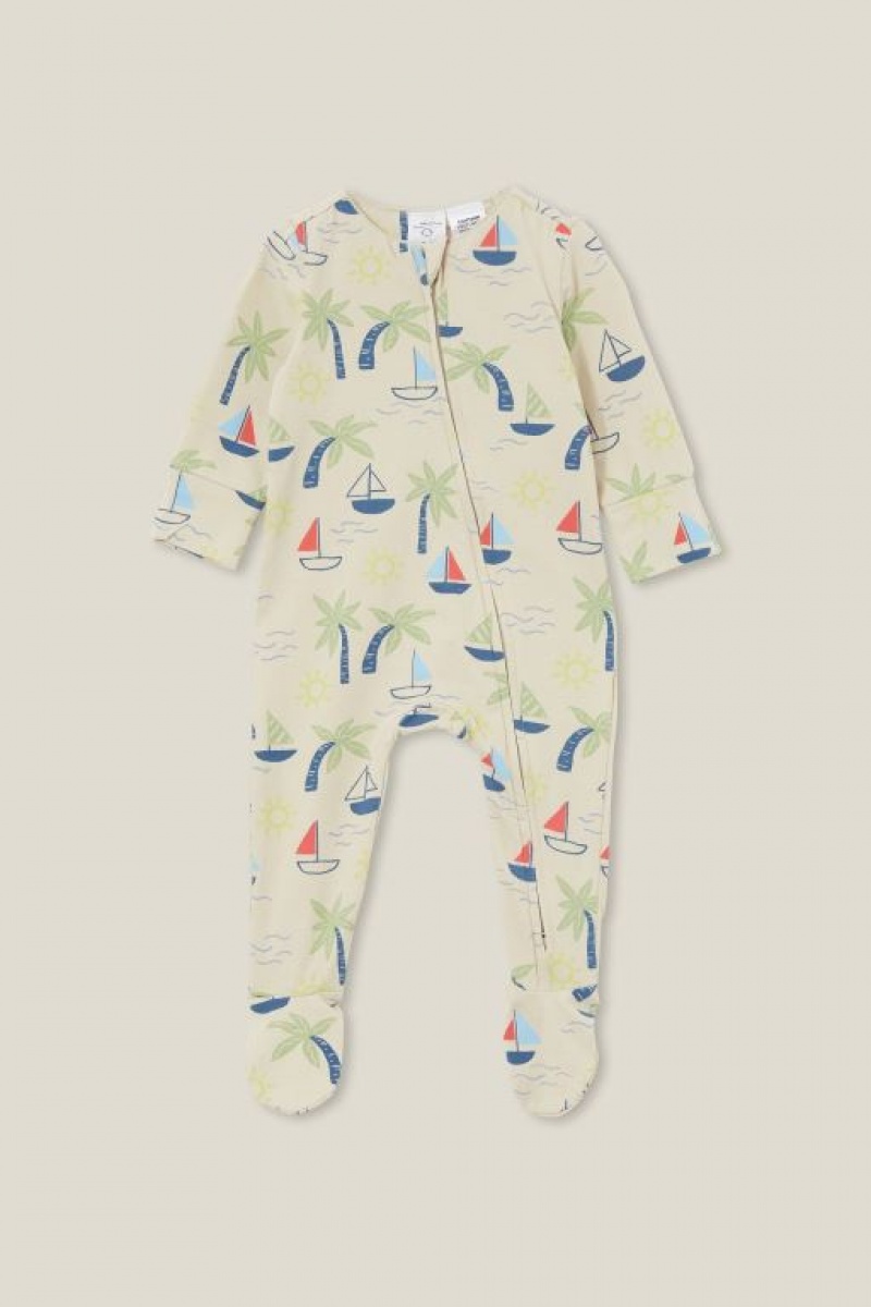 Cotton On The Long Sleeve Zip Baby Rompers Rainy | W7B7NOL1YqP