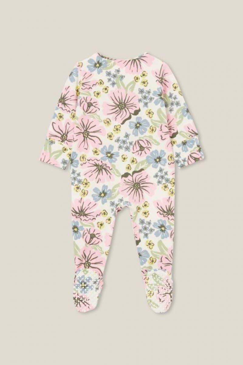 Cotton On The Long Sleeve Zip Baby Rompers Light Yellow | 2CabCUWihEW
