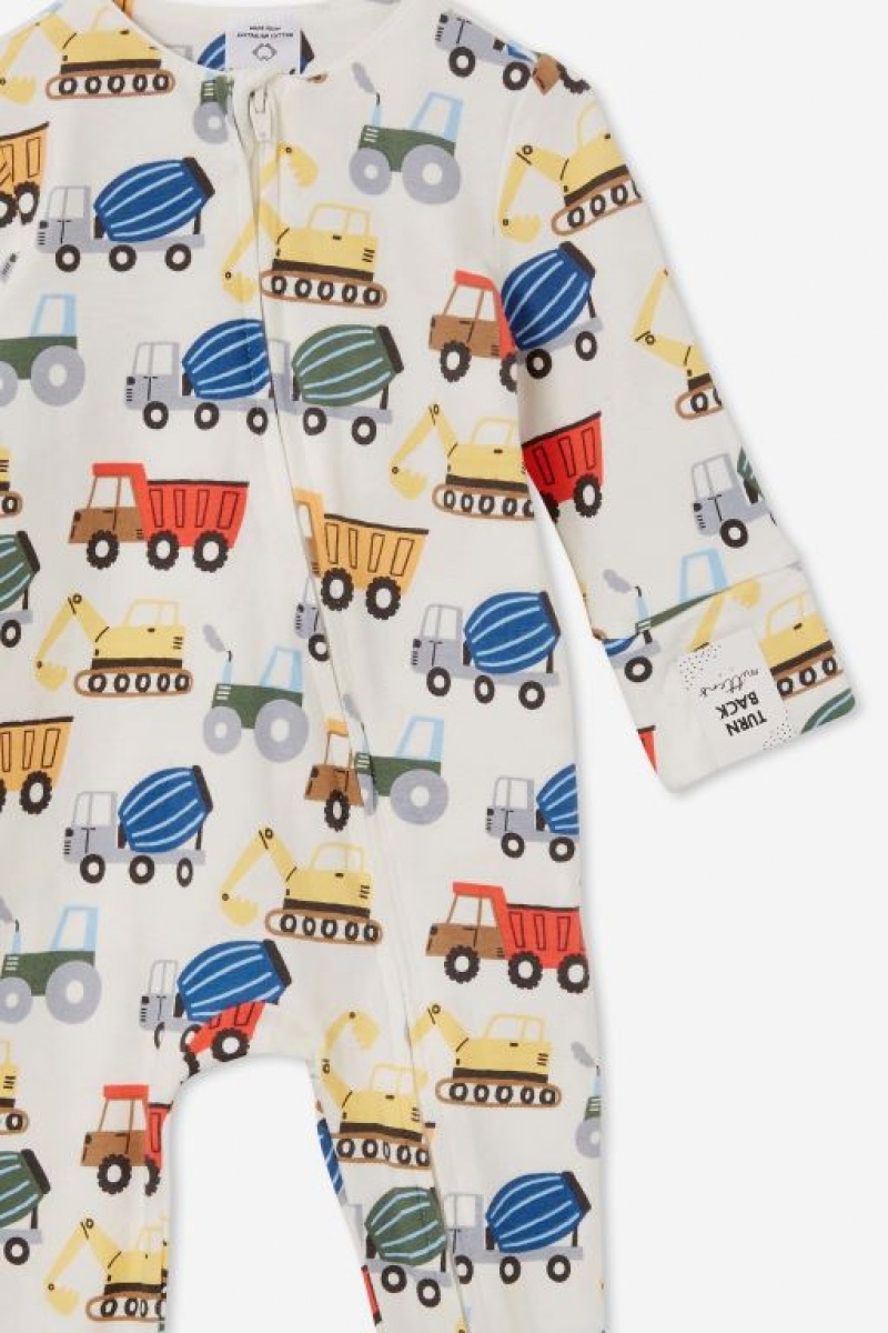 Cotton On The Long Sleeve Zip Baby Rompers Light Yellow | 8FZOclR5Ljh