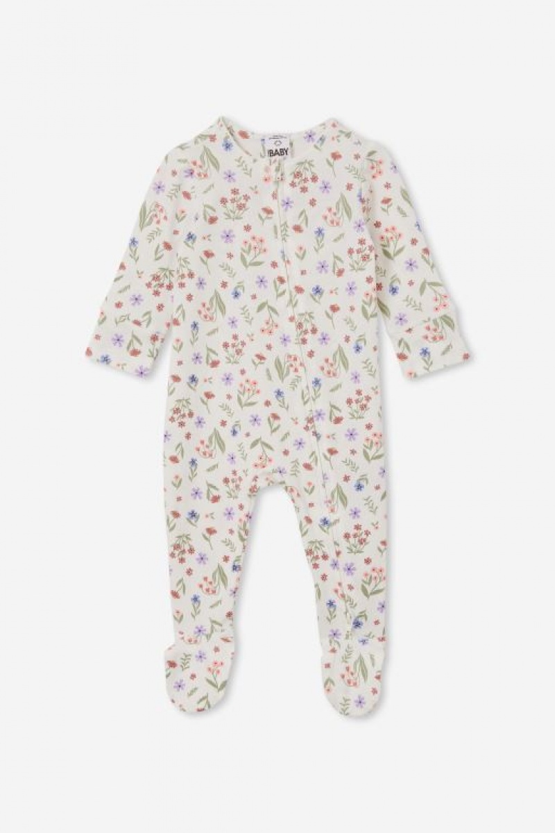 Cotton On The Long Sleeve Zip Baby Rompers Light Yellow | 4oBsTrPasjv