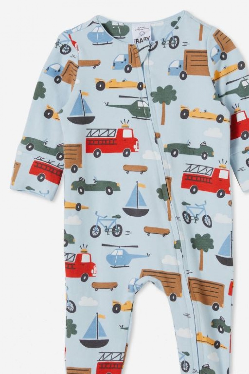 Cotton On The Long Sleeve Zip Baby Rompers Blue | o4Dqx0tHLg6