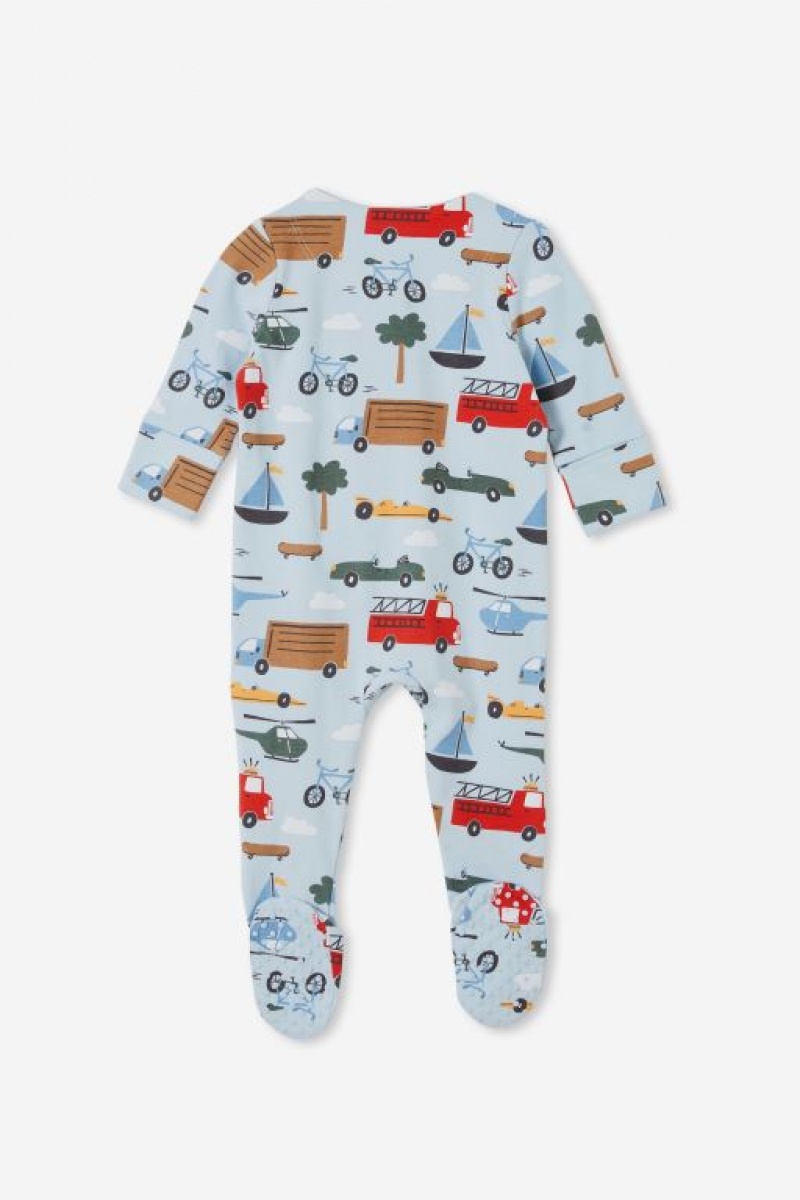 Cotton On The Long Sleeve Zip Baby Rompers Blue | o4Dqx0tHLg6