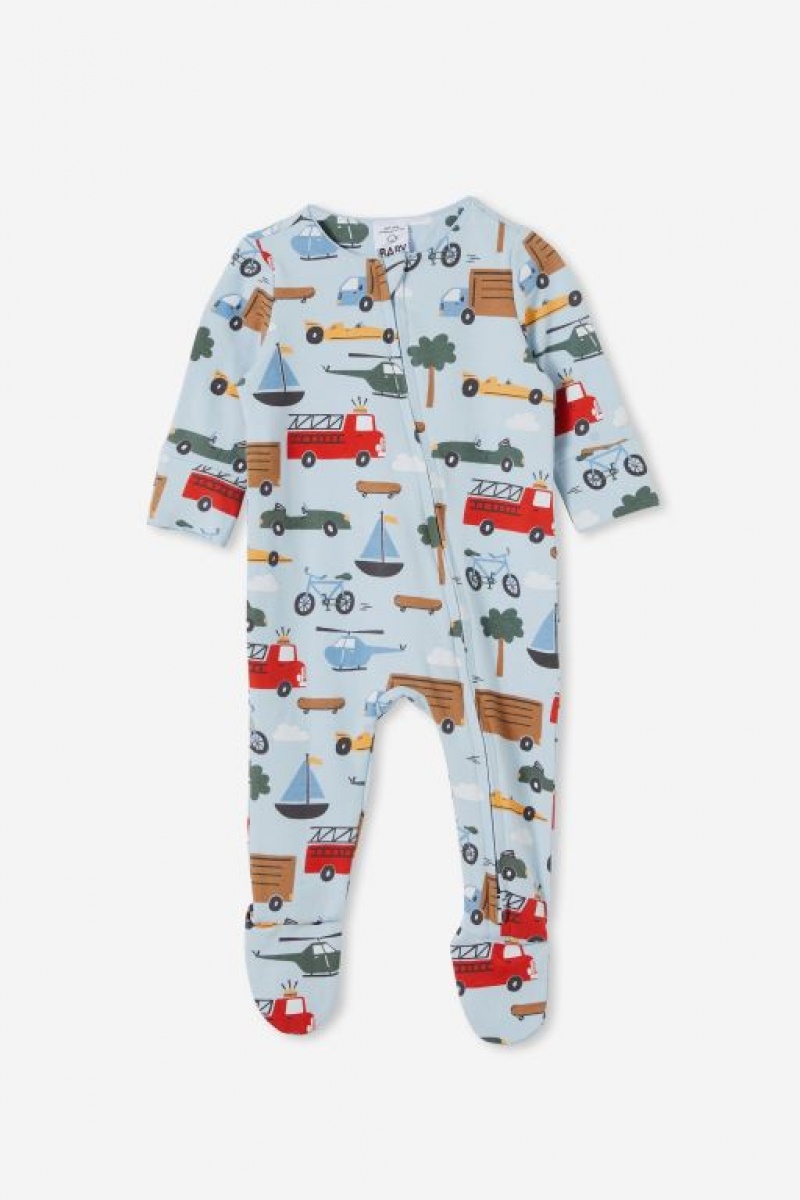 Cotton On The Long Sleeve Zip Baby Rompers Blue | o4Dqx0tHLg6