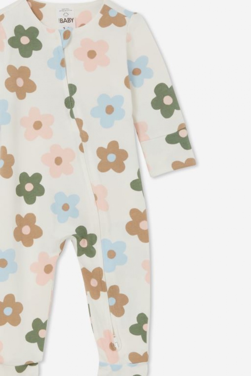 Cotton On The Long Sleeve Zip Baby Rompers Light Yellow | w1hLc6U06jp