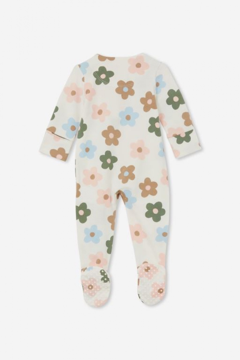 Cotton On The Long Sleeve Zip Baby Rompers Light Yellow | w1hLc6U06jp