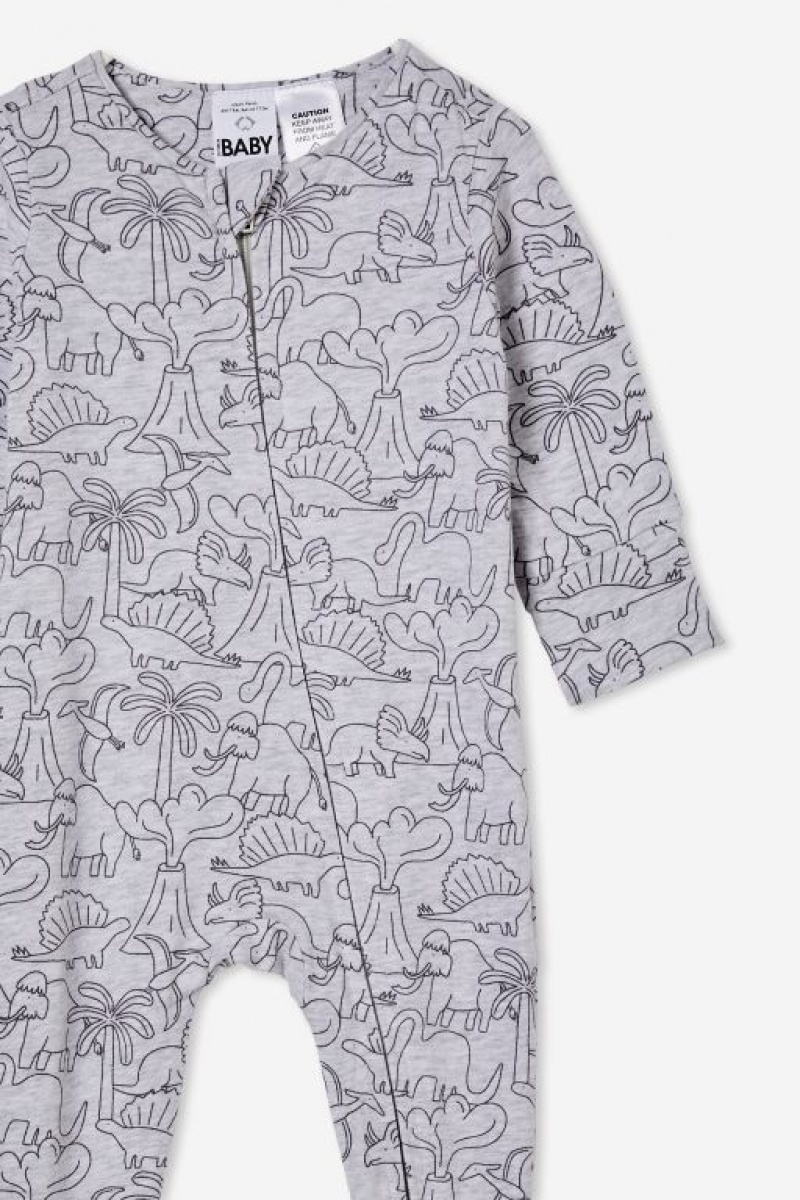Cotton On The Long Sleeve Zip Baby Rompers Cloud | piWETTfXprc