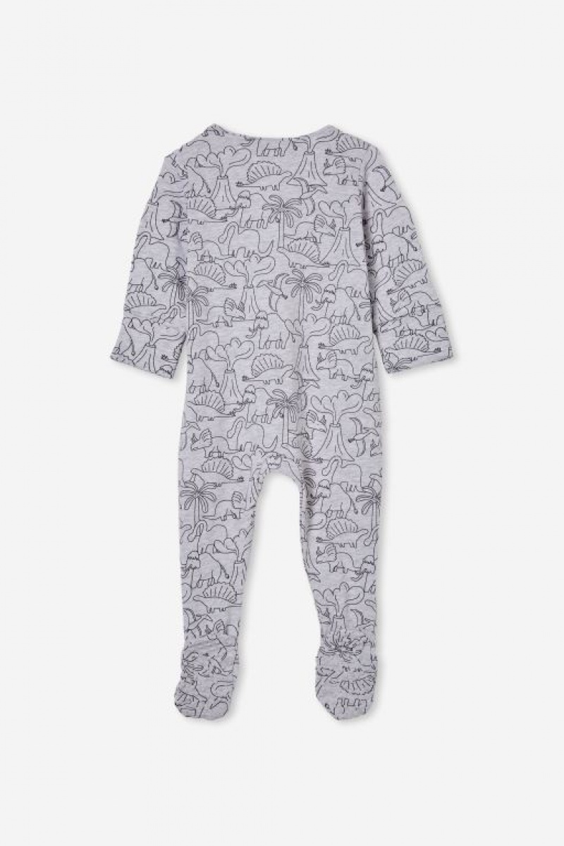 Cotton On The Long Sleeve Zip Baby Rompers Cloud | piWETTfXprc