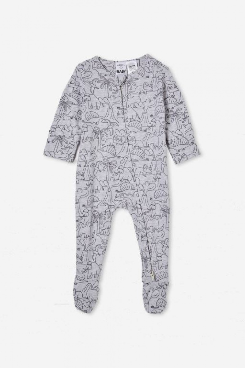 Cotton On The Long Sleeve Zip Baby Rompers Cloud | piWETTfXprc