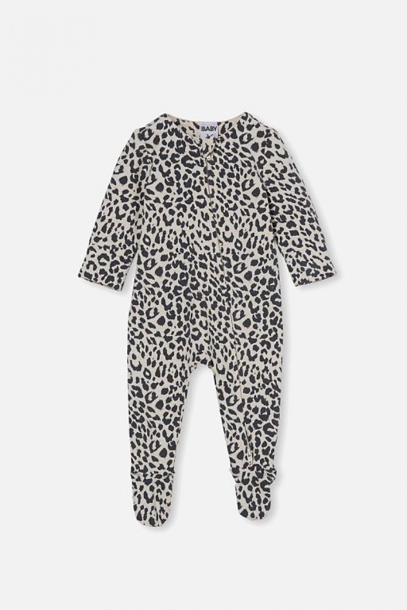 Cotton On The Long Sleeve Zip Baby Rompers Caramel | QaFSPi2vBb0