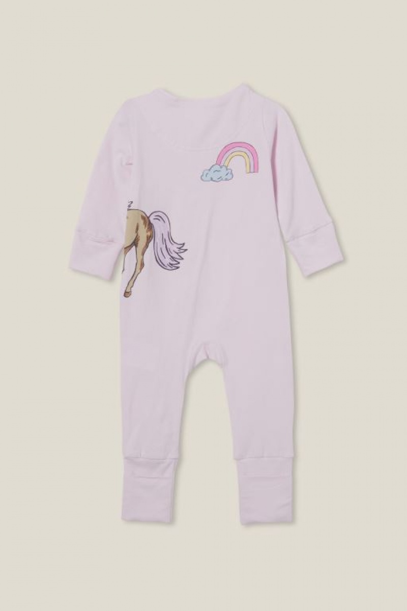 Cotton On The Long Sleeve Zip Footless Baby Rompers Lavender | iwUvDLF6Ltp