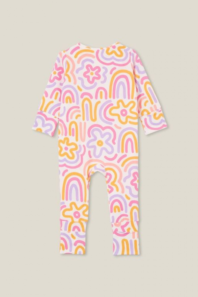 Cotton On The Long Sleeve Zip Footless Baby Rompers Light Yellow | 79MJ0hvdkjY