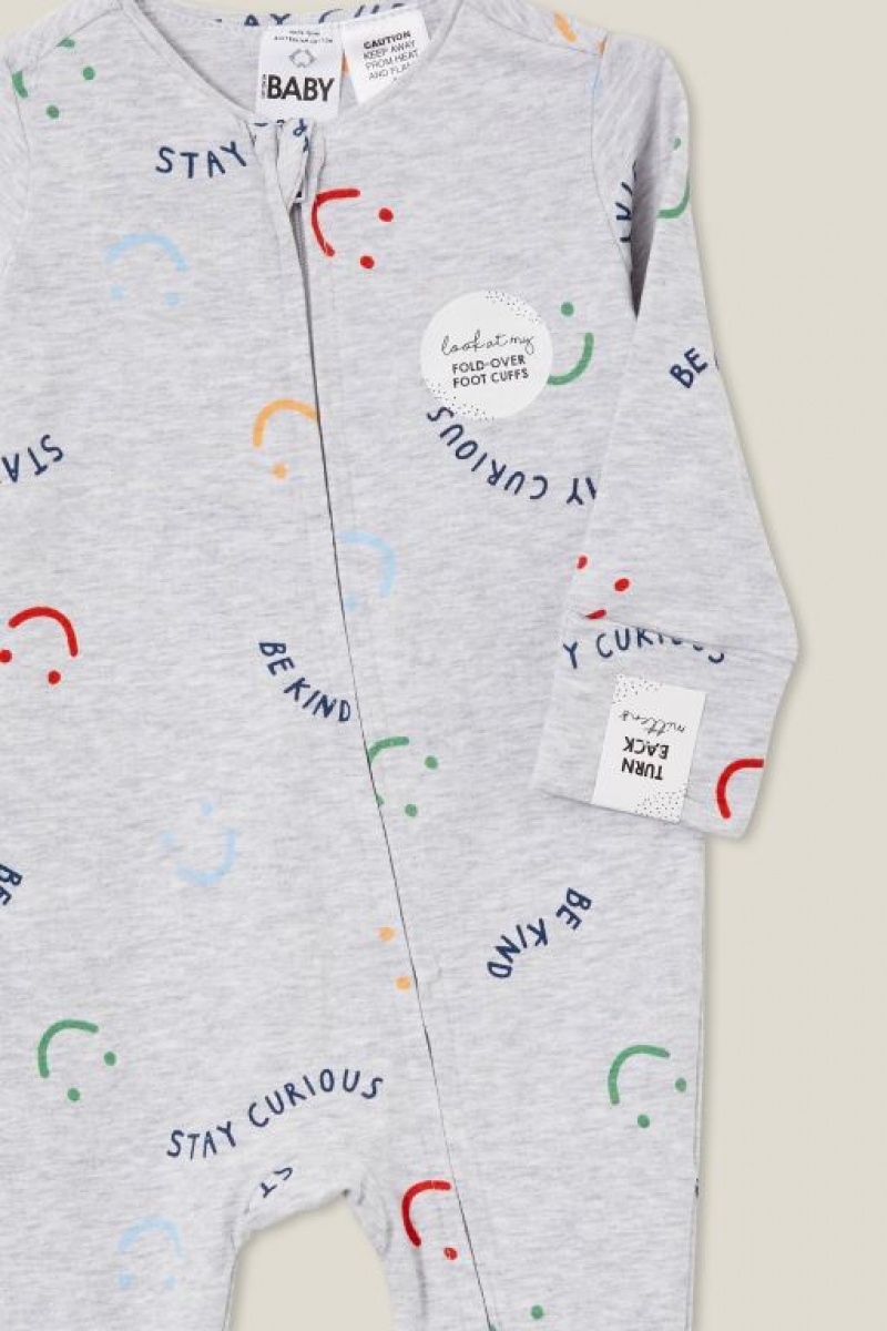 Cotton On The Long Sleeve Zip Footless Baby Rompers Cloud | 7BiQYwKZgjw