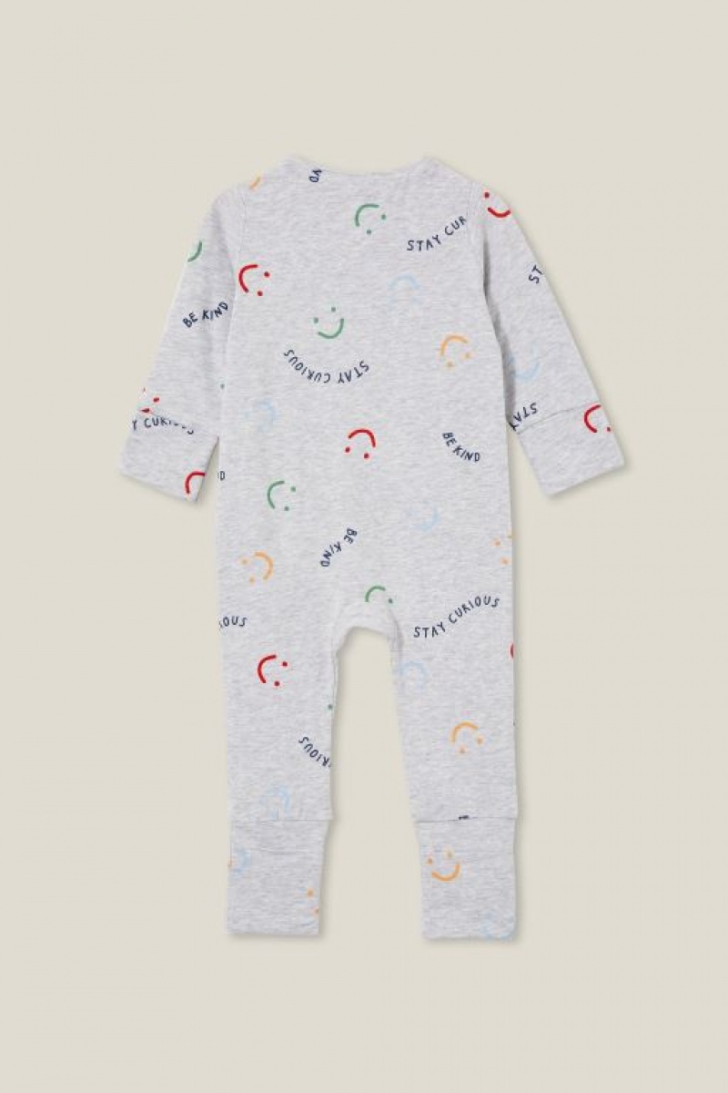 Cotton On The Long Sleeve Zip Footless Baby Rompers Cloud | 7BiQYwKZgjw