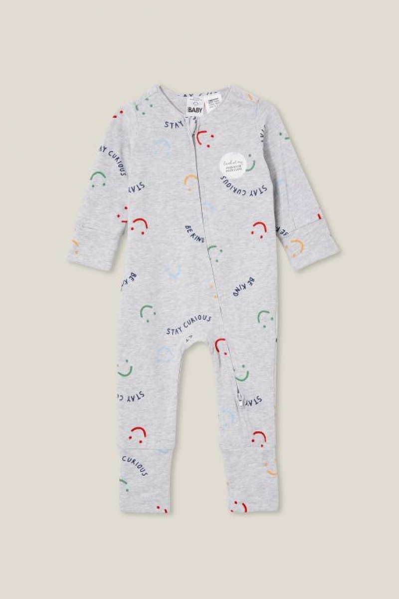 Cotton On The Long Sleeve Zip Footless Baby Rompers Cloud | 7BiQYwKZgjw