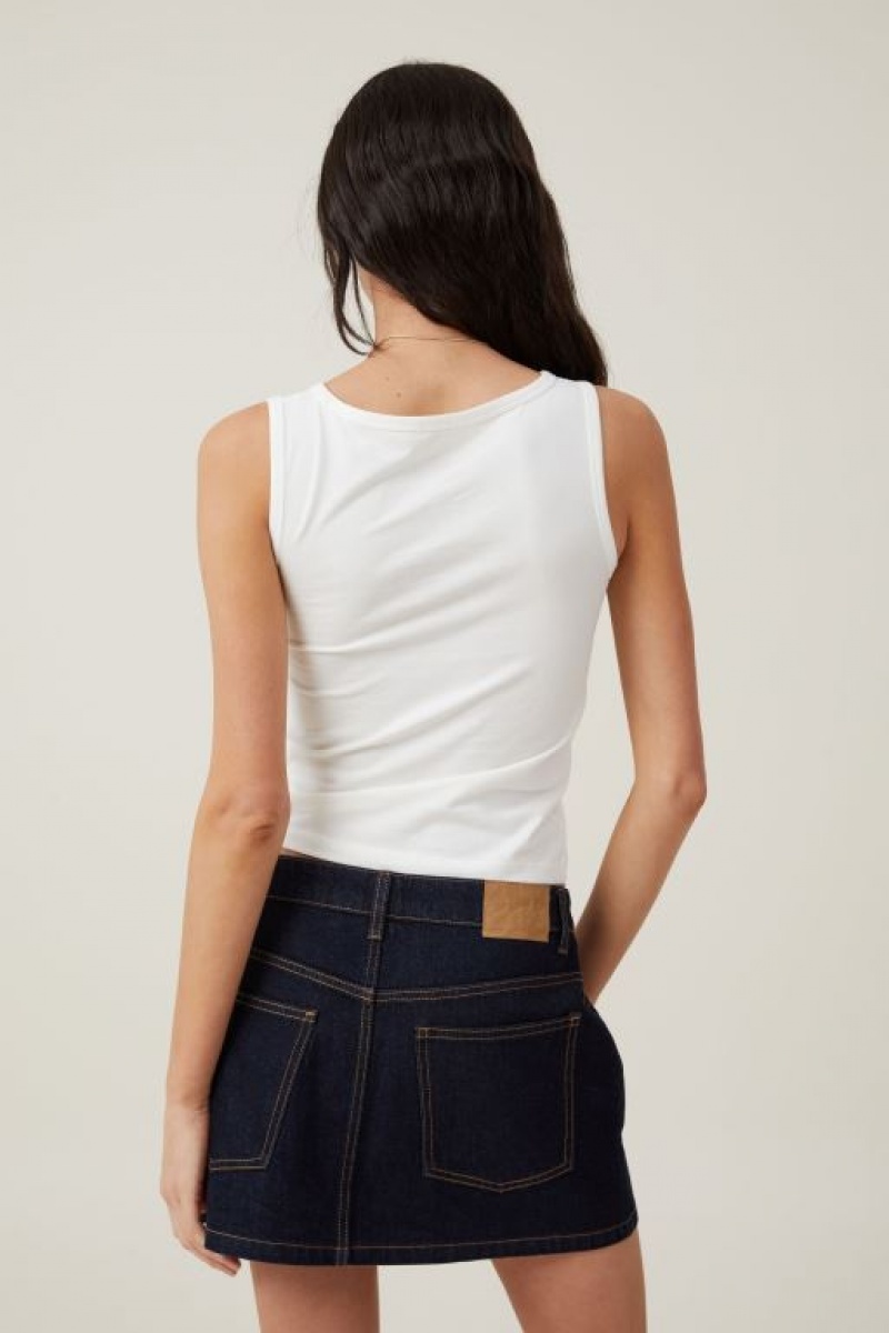 Cotton On The One Basic Boat Neck Women's Tanks White | 5JG2HHrQaf6