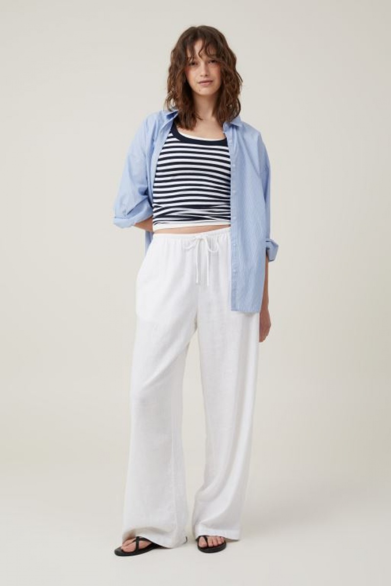 Cotton On The One Basic Scoop Neck Women's Cami Stripes White / Navy | 9X3q1Ttwbzq