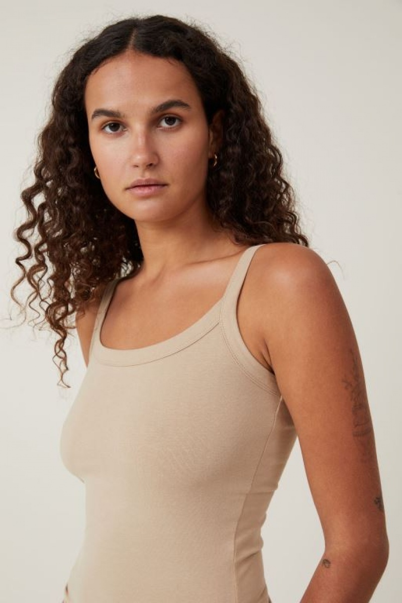 Cotton On The One Basic Scoop Neck Women's Cami Grey Brown | GAKpGzbrGXs