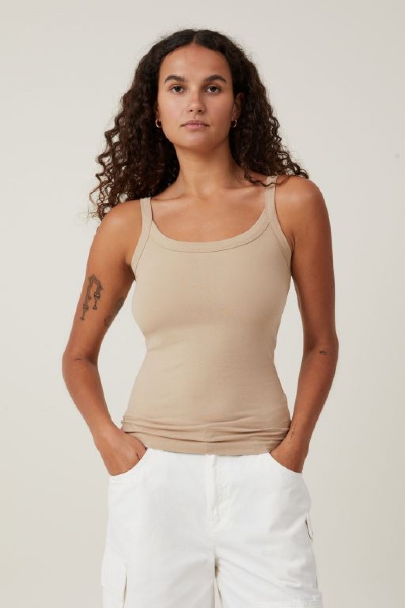 Cotton On The One Basic Scoop Neck Women\'s Cami Grey Brown | GAKpGzbrGXs