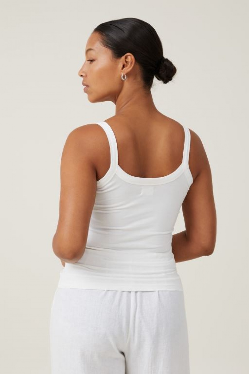 Cotton On The One Basic Scoop Neck Women's Cami White | pJUUntCac6k