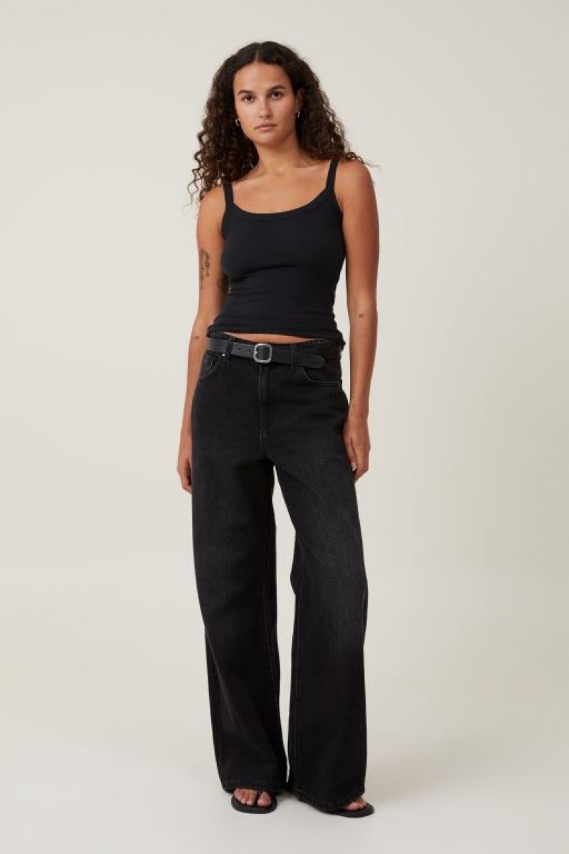Cotton On The One Basic Scoop Neck Women's Cami Black | p3RAInjxOOV
