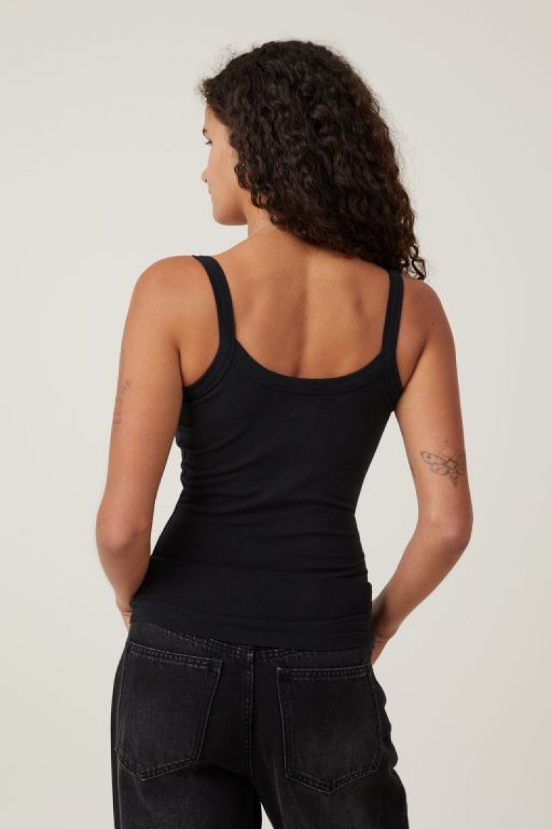 Cotton On The One Basic Scoop Neck Women's Cami Black | p3RAInjxOOV
