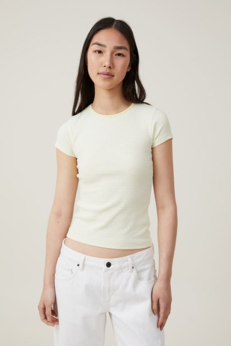 Cotton On The One Organic Rib Crew Short Sleeve Women\'s T Shirts Stripes / White | 9gRBJnuCBmc
